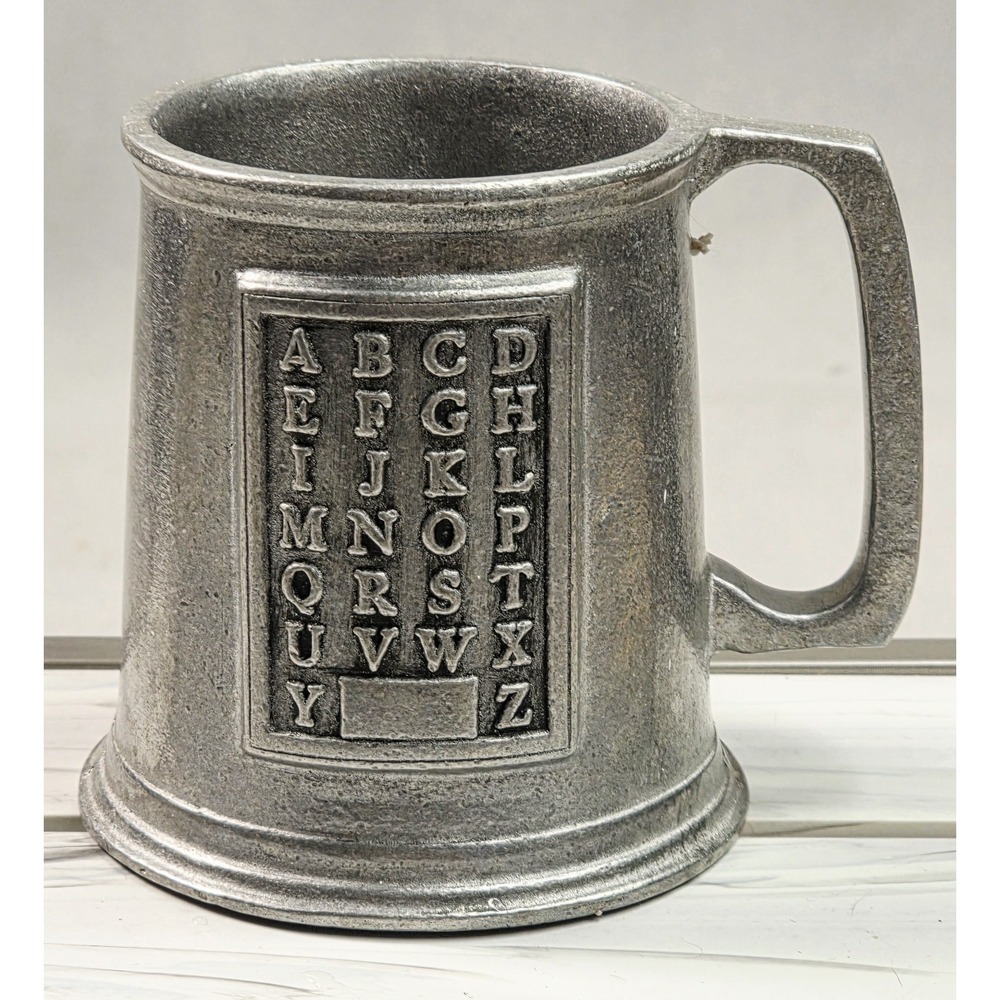 Vintage Pewter Alphabet Cup Mug Wilton Armetale RWP ABC Baby Child USA